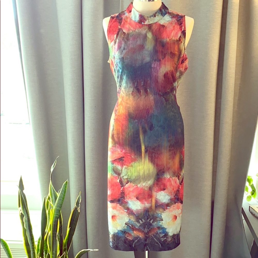 Gorgeous watercolor body contouring dress
